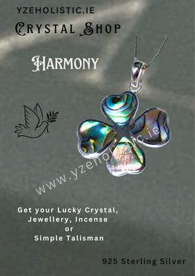 Abalone Shell Lucky Clover 925 Sterling Silver Celtic Crystal Pendant Necklace