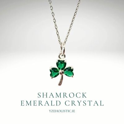 Emerald Crystal Lucky Clover 925 Sterling Silver Celtic Pendant Necklace