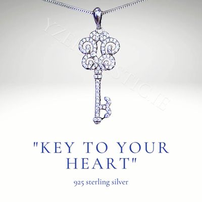 Silver 'Key To Your Heart' 925 Sterling Silver Pendant Necklace