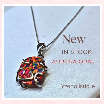 Aurora Opal Cabochon Crystal 925 Sterling Silver Pendant Necklace