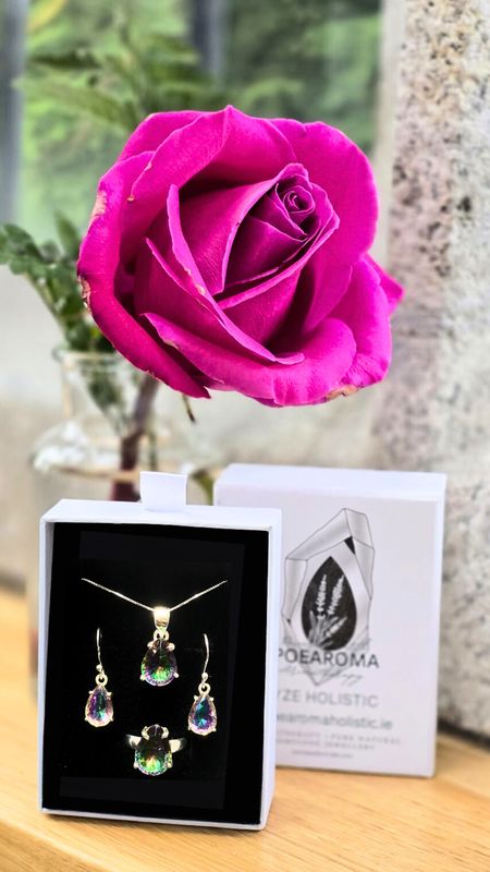 Mystic Topaz Gemstone 925 Sterling Silver Set