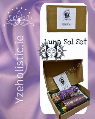 SMUDGING GIFT SET "LUNA SOL" - SELF BLESSING &amp; CLEANSING HOLISTIC INCENSE JEWELLERY CRYSTAL ESSENTIAL OIL GIFT