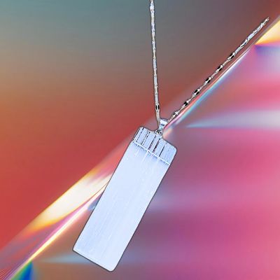Selenite Pendant Necklace Silver