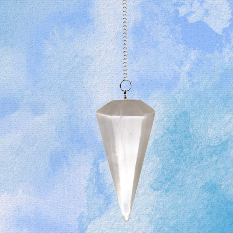 Selenite Pendulum Natural Stone Dowsing Crystal 