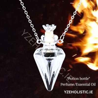 Clear Crystal Essential Oil / Perfume " Potion Bottle " Necklace Pendant 