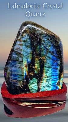 Labradorite Crystal Quartz Free Stand 