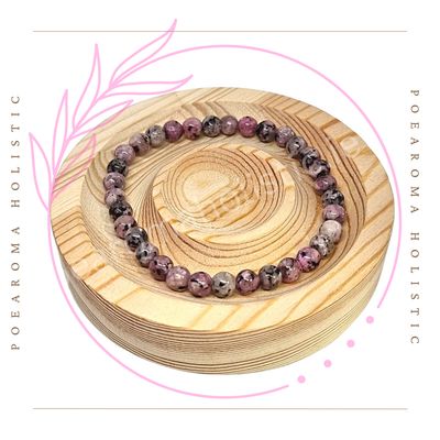 Rhodonite Crystal Bead Bracelet Elastic Natural Healing Stone ±6mm