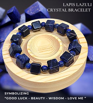 Lapis Lazuli Crystal Bracelet - Lapis Lazuli Royal Blue Square Cut 12mm