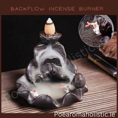 Backflow Incense Burner, Waterfall Incense Burner Holder, Handmade Ceramic Sticks, Cones, Two Swimming Fish Cone Burner 