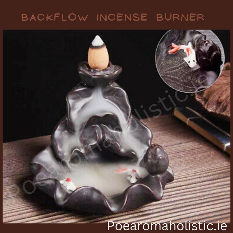 Backflow Incense Burner, Waterfall Incense Burner Holder, Handmade Ceramic Sticks, Cones, Two Swimming Fish Cone Burner 