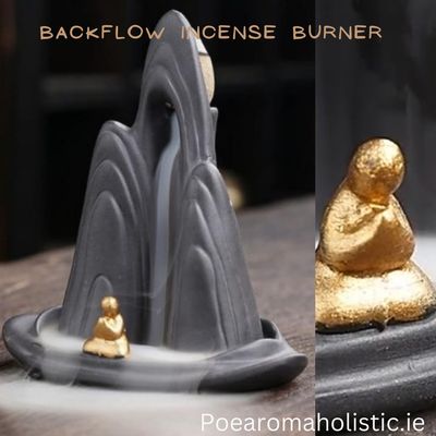 Backflow Incense Burner, Mountain, Meditating Buddha Incense Burner Holder, Handmade Ceramic Sticks, Cones, Cone Burner 