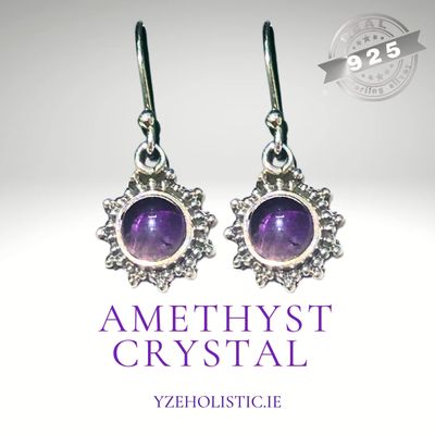 Amethyst Crystal 925 Sterling Silver Earrings