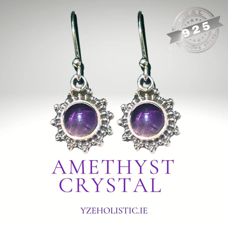 Amethyst Crystal 925 Sterling Silver Earrings