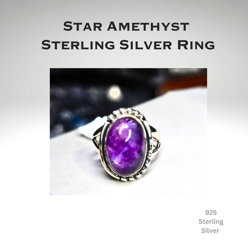 Amethyst Crystal 925 Sterling Silver Ring