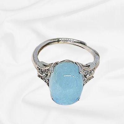 AQUAMARINE CRYSTAL 925 SILVER RING