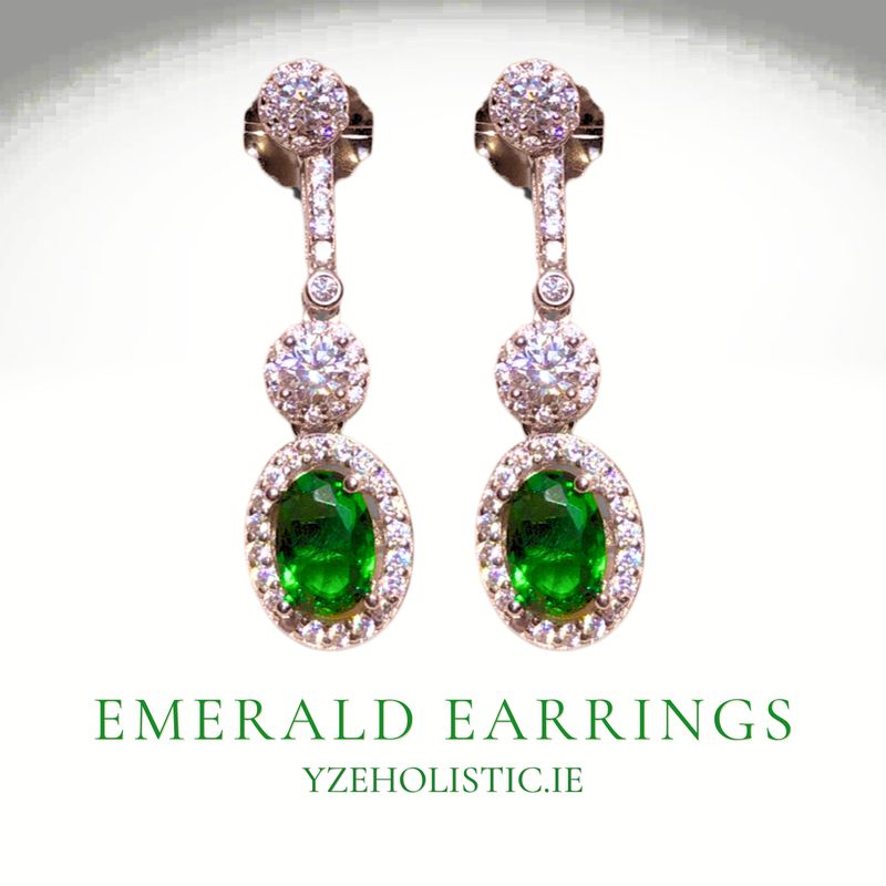 Emerald Crystal 925 Sterling Silver Earrings