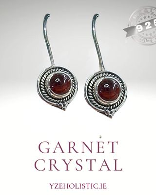 Garnet Gemstone Crystal Earrings 925 Sterling Silver Vintage 