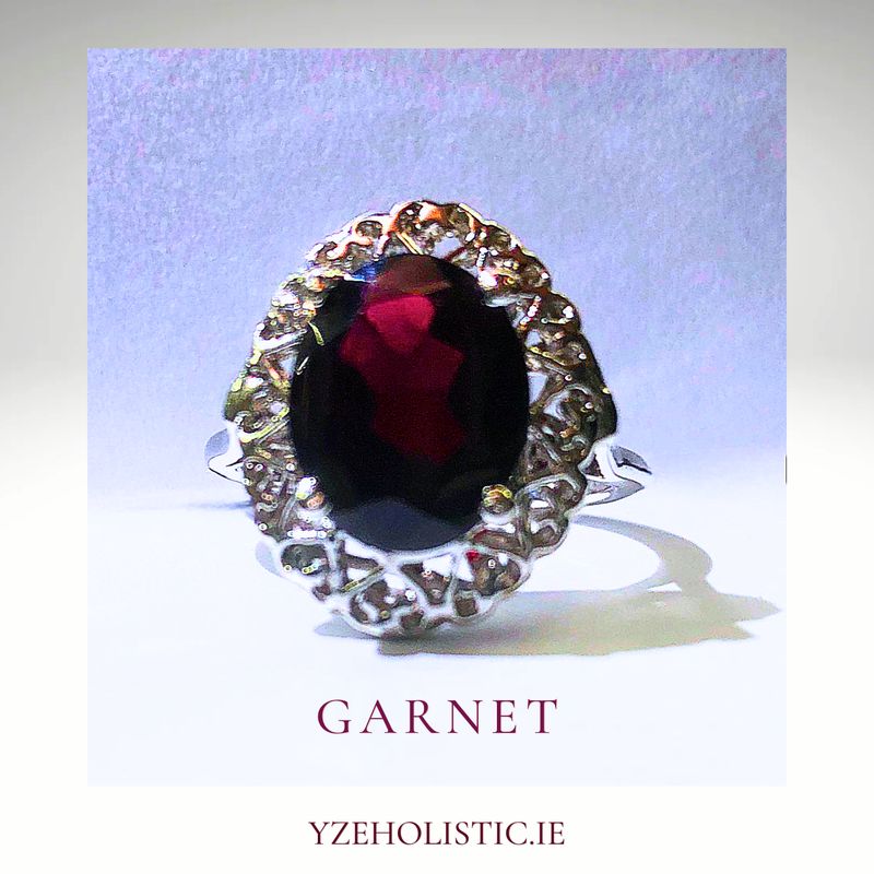 Garnet Gemstone Crystal 925 Sterling Silver Ring