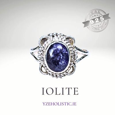 Iolite Natural Stone Ring 925 Sterling Silver Vintage