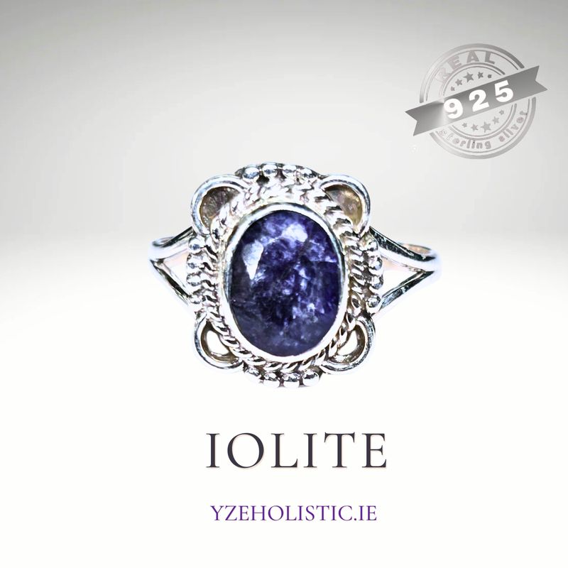 Iolite Natural Stone Ring 925 Sterling Silver Vintage