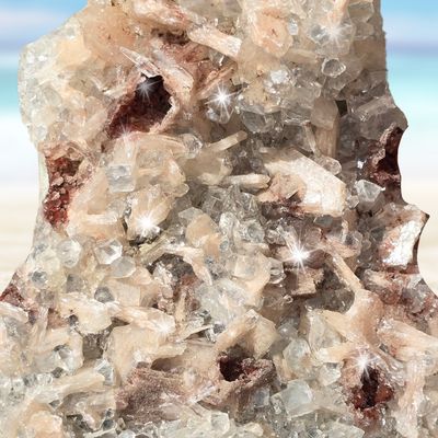 Apophyllite Cluster Crystal Geode Specimen Peach Brown White Colour Quartz 