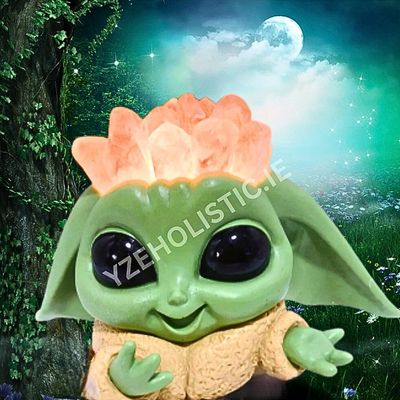 CITRINE YODA CRYSTAL LAMP DISNEY STAR WARS THE MANDALORIAN BABY YODA MOOD LAMP LIGHTS UP CITRINE CRYSTAL CLUSTER GEODE FIGURINE LARGE