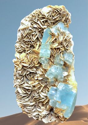Desert Rose Barite Crystal Geode with Mica and Fluorite Phantom Quartz Crystal Quartz Infusions Large