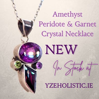 Amethyst Garnet Peridot and Morganite Crystal Pendant Necklace 925 Sterling Silver 