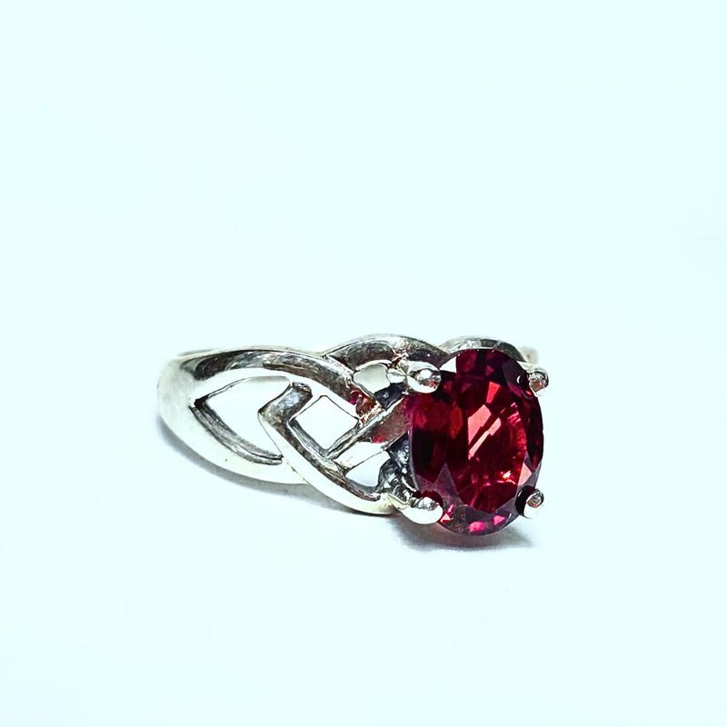 Garnet Gemstone Crystal 925 Sterling Silver Ring