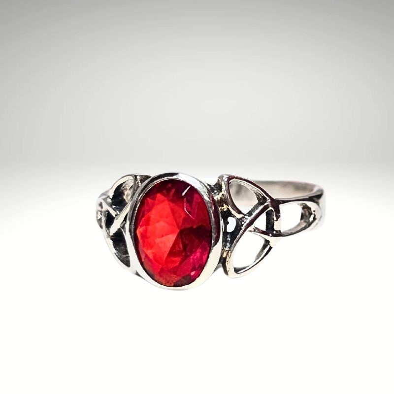 Garnet Gemstone Crystal 925 Sterling Silver Ring
