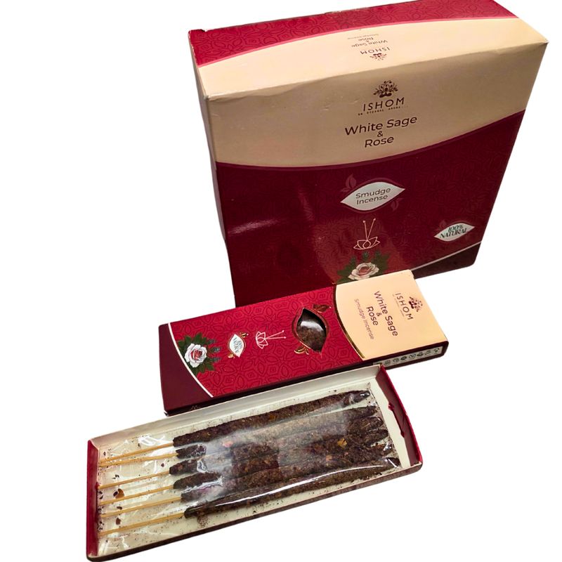 White Sage &amp; Rose Incense Sticks Organic Herbal Smudge Sticks