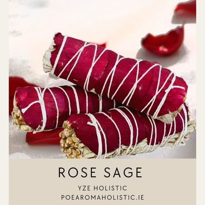 White Sage Smudge Stick Incense Rose petals 4"