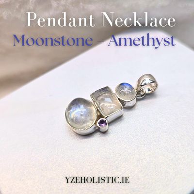 Moonstone Amethyst Pendant Natural Stone Crystal Necklace Pendant
