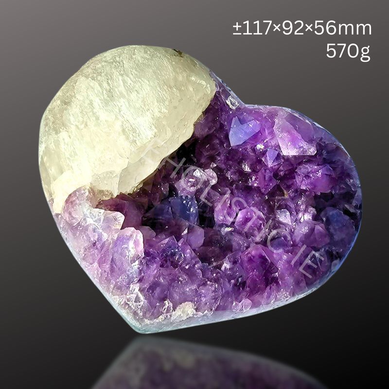 Amethyst Heart Druzy Geode  Cluster Crystal Natural  Carving  Specimen 
