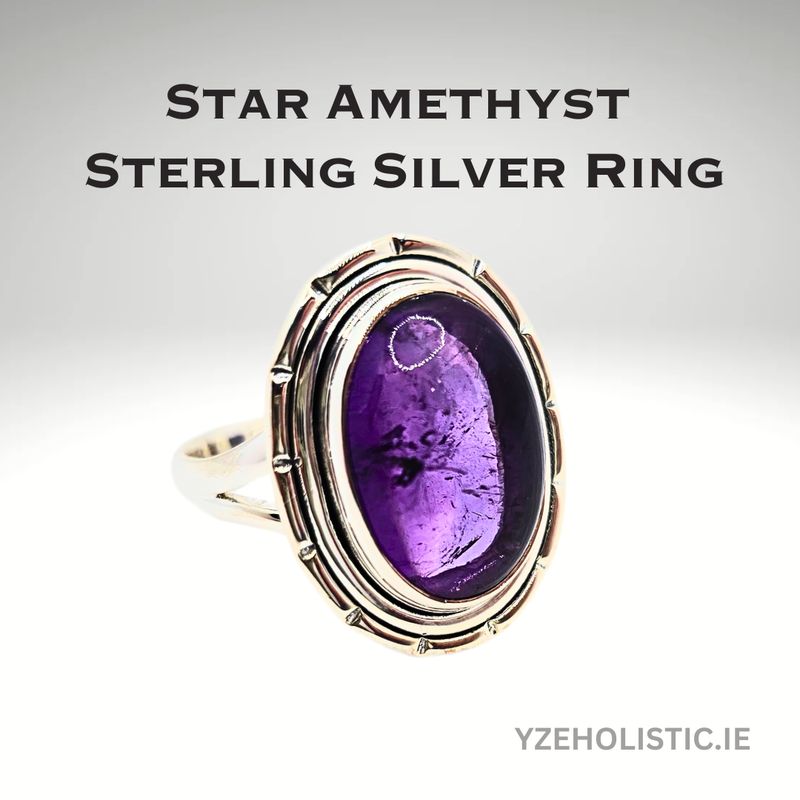 Star Amethyst Crystal 925 Sterling Silver Ring Medium