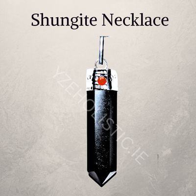 Black Shungite Point Necklace Crystal Heloxahon Pendant