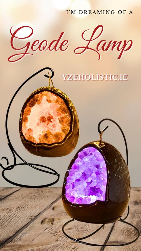 CITRINE CRYSTAL GEODE LAMP DRUZY CRYSTAL CLUSTER | IRON HOLDER EGG SHAPE COMPLETE 