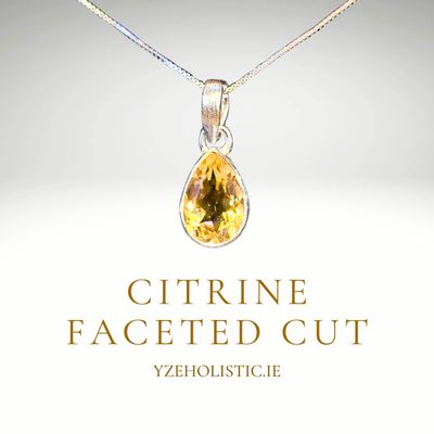 Citrine Crystal Natural Stone Necklace Sterling Silver Pendant Drop Shape 