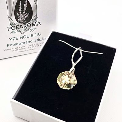 Citrine Shell Crystal 925 Sterling Silver Pendant Necklace