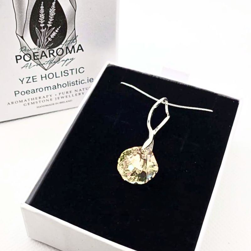 Citrine Shell Crystal 925 Sterling Silver Pendant Necklace