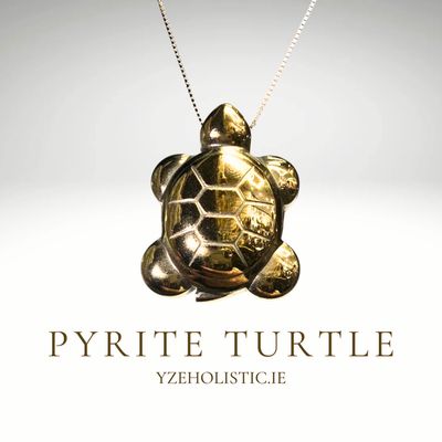 Pyrite Natural Stone Carved Turtle 925 Sterling Silver Pendant Necklace 