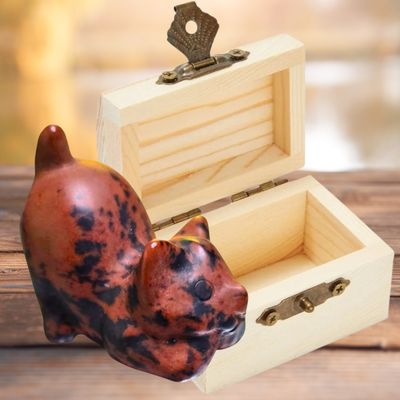 Playful Cat Stone Carvings in Treasure Box