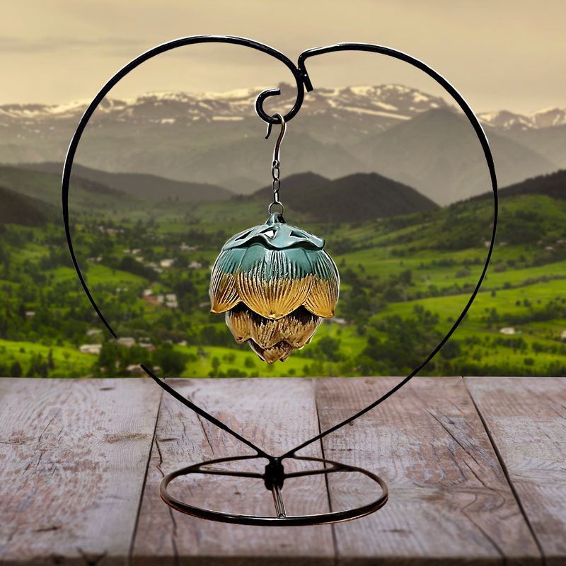 Incense  Burner Holder Hanging Backflow Lotus Burner with Iron Stand 