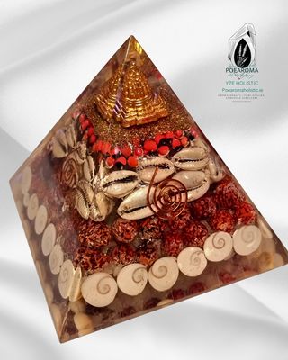 Rudraksha Shell Orgone Crystal Pyramid Gold Temple Feng Shui Spiritual Reiki Natural Stone XLARGE 