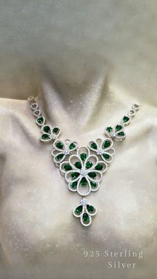 Emerald Crystal Jewellery Set 925 Sterling Silver Emerald Crystal Jewellery Set 925 Sterling Silver