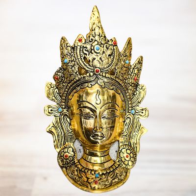 Buddhist Deity Goddess Gold Tara Mask Home Decor Copper Ornament Hanging