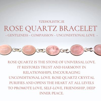 Rose Quartz Natural Crystal 925 Sterling Silver Bracelet