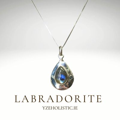 Rainbow Labradorite Natural Stone Necklace 925 Sterling Silver