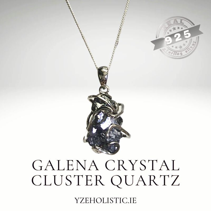 Galena Natural Stone Sterling Silver Pendant Necklace