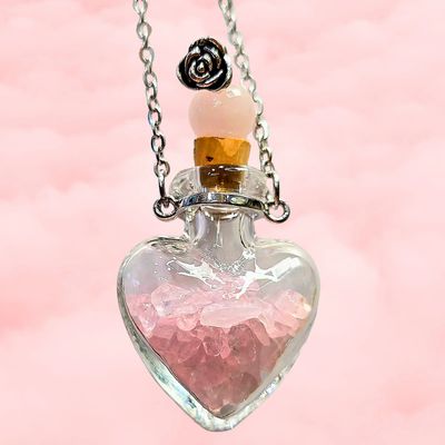 Heart Shaped Essential Oil Glass Bottle & Perfume Holder Memorial Jewellery